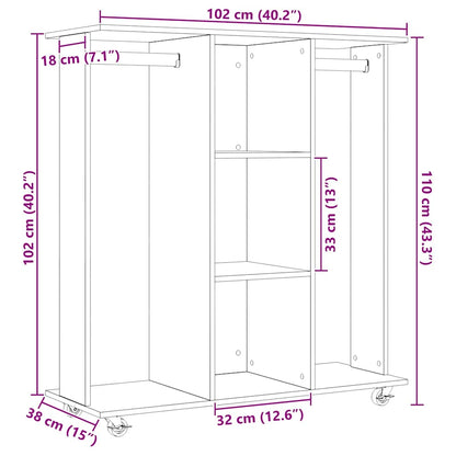 Wardrobe with Shelf Black oak 102 x 38 x 110 cm Engineered wood