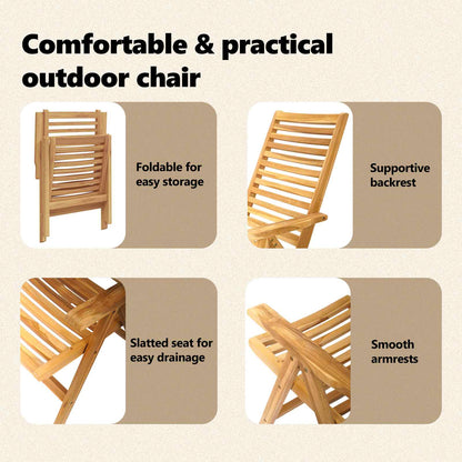 Chair Folding 4 pcs Brown 64.5 x 52 x 108 cm Solid Teak Wood