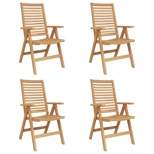 Chair 4 pcs Brown Solid Teak Wood Convertible
