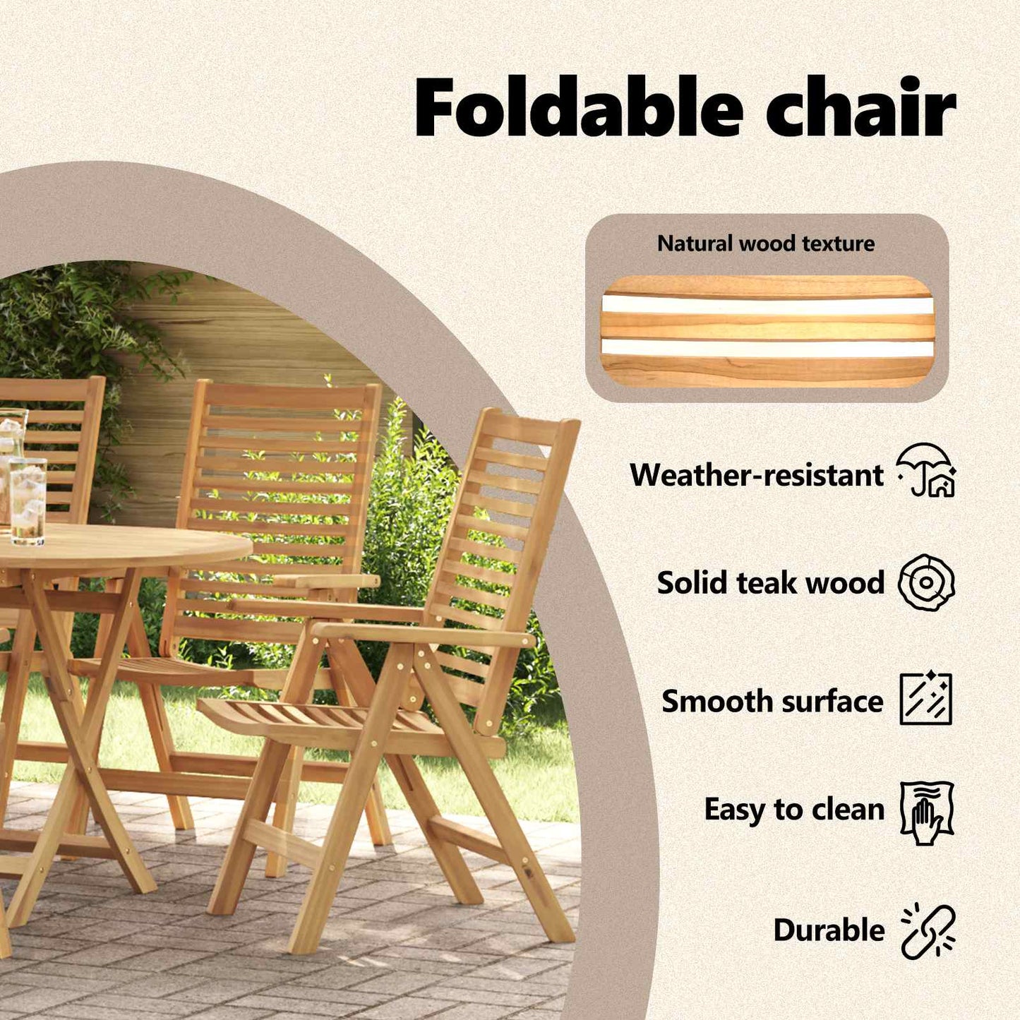 Chair Folding 6 pcs Brown 64.5 x 52 x 108 cm Solid Teak Wood