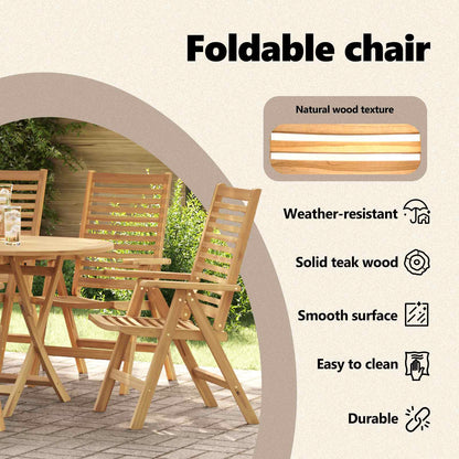 Chair Folding 6 pcs Brown 64.5 x 52 x 108 cm Solid Teak Wood