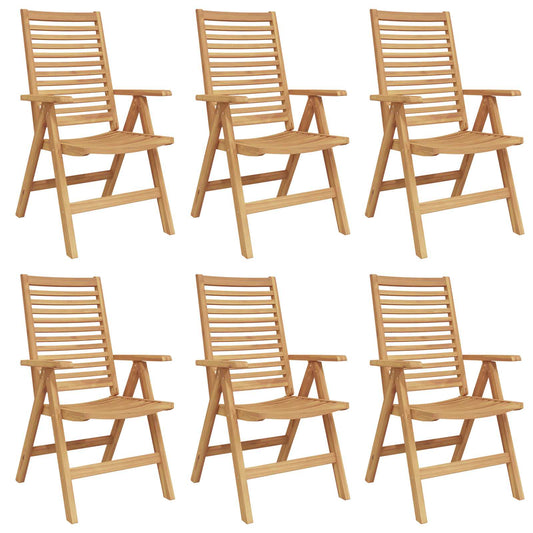 Chair 6 pcs Brown Solid Teak Wood Convertible