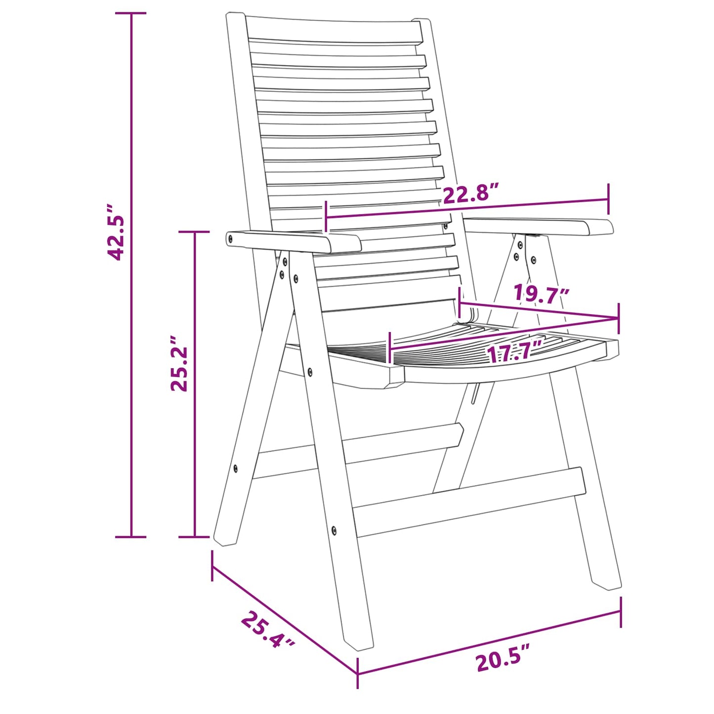 Chair Folding 6 pcs Brown 64.5 x 52 x 108 cm Solid Teak Wood