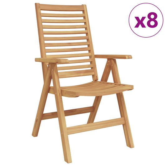 Chair 8 pcs Brown Solid Teak Wood Convertible