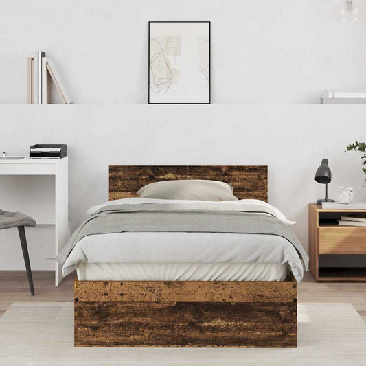 Bed Frame with Headboard Old Wood 203 x 104 x 70 cm