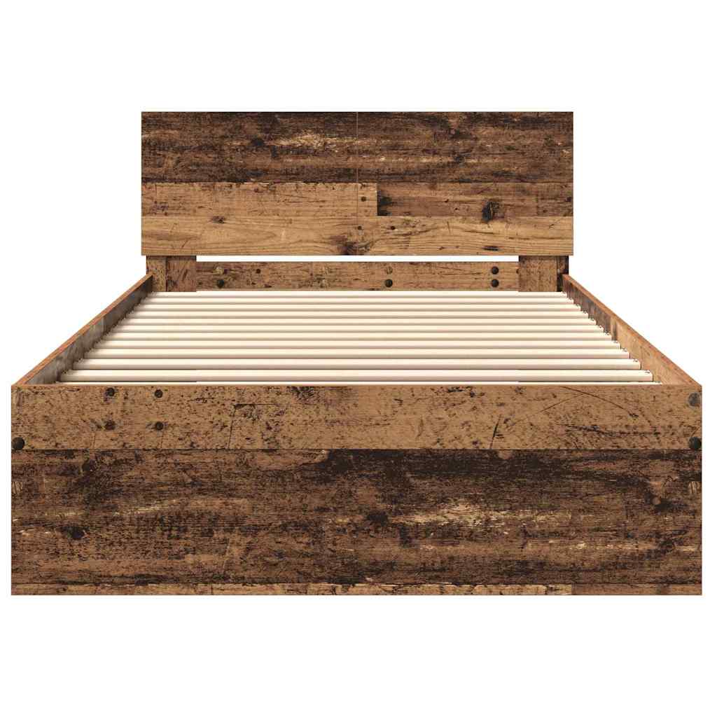 Bed Frame Old Wood 203 x 104 x 70 cm Engineered Wood