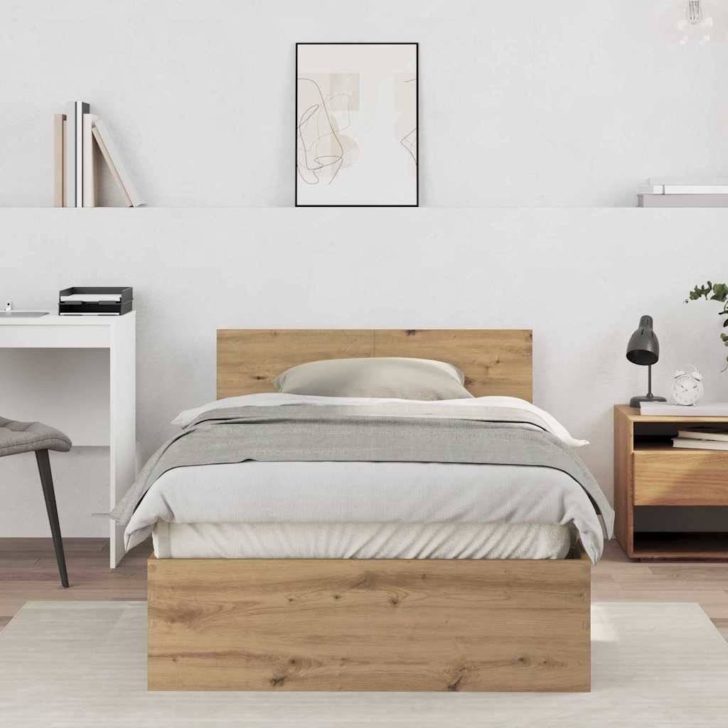 Bed Frame Artisan Oak 203 x 104 x 70 cm Engineered Wood