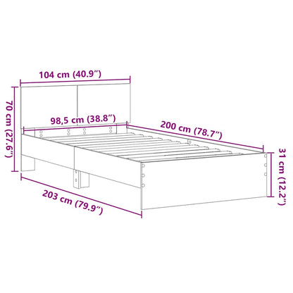 Bed Frame with Headboard Artisan Oak 203 x 104 x 70 cm
