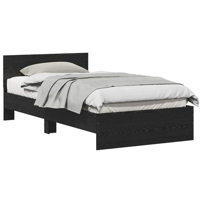 Bed Frame Black Oak 203 x 104 x 70 cm Engineered Wood