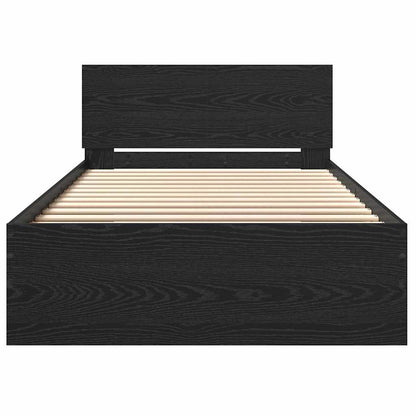 Bed Frame Black Oak 203 x 104 x 70 cm Engineered Wood