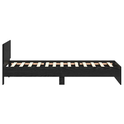 Bed Frame Black Oak 203 x 104 x 70 cm Engineered Wood