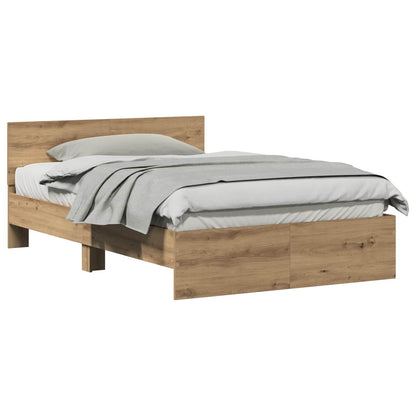 Bed Frame Artisan Oak 193 x 125 x 70 cm Engineered Wood
