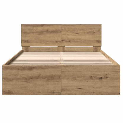 Bed Frame Artisan Oak 193 x 125 x 70 cm Engineered Wood