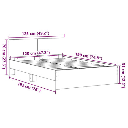 Bed Frame with Headboard Artisan Oak 193 x 125 x 70 cm
