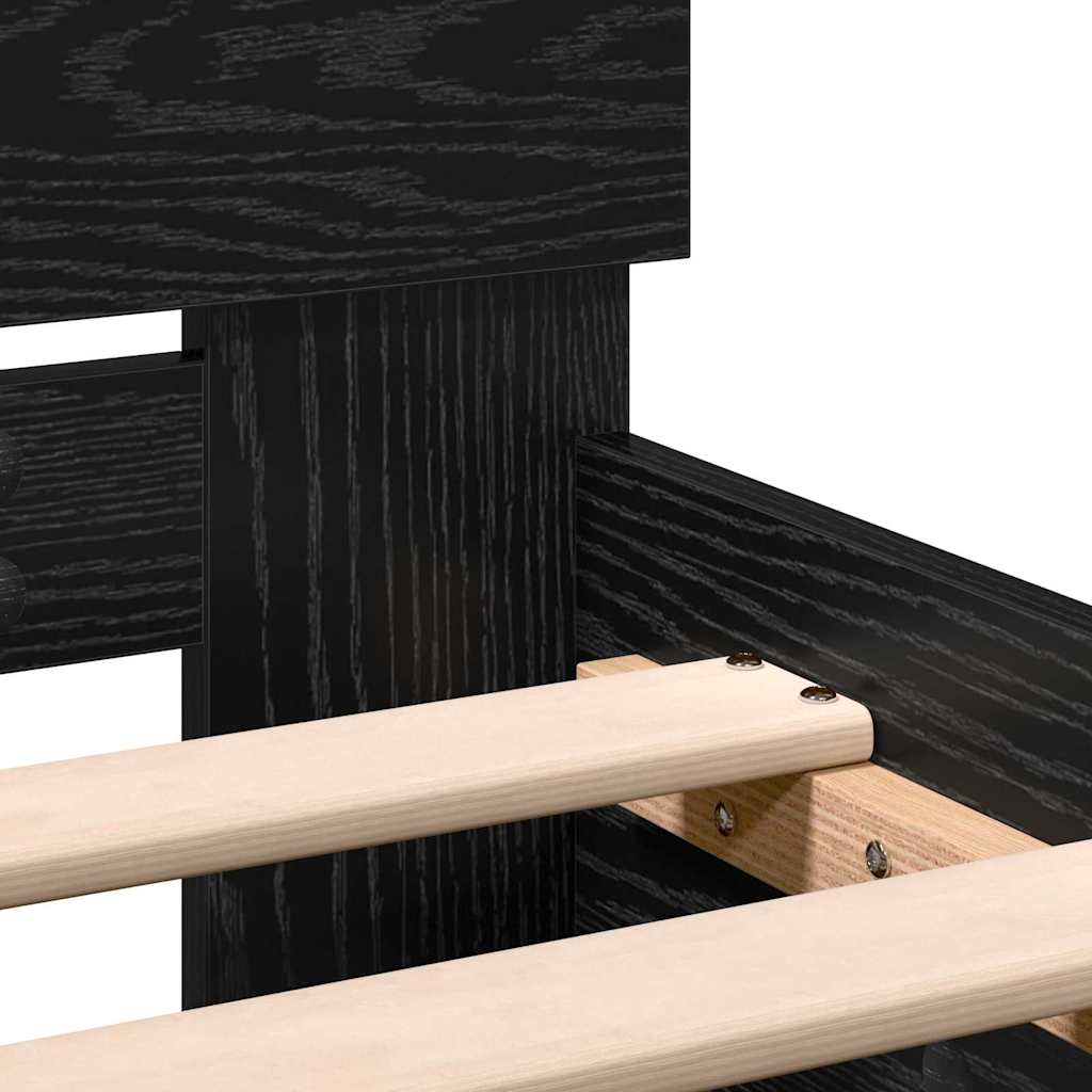 Bed Frame Black Oak 193 x 125 x 70 cm Engineered Wood