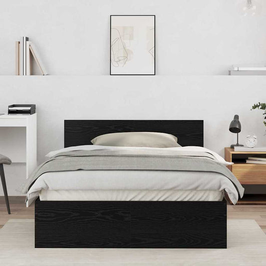 Bed Frame with Headboard Black Oak 193 x 125 x 70 cm