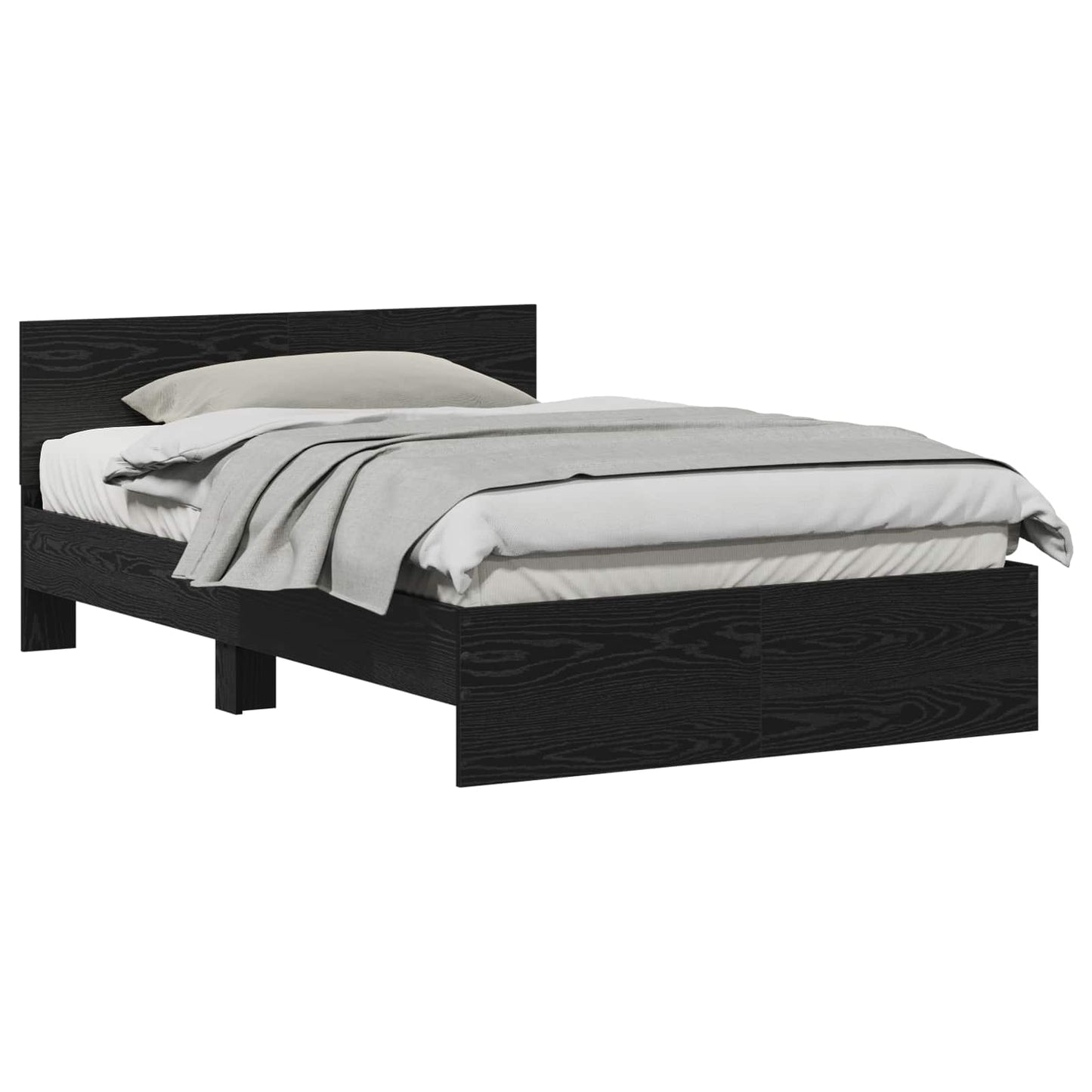 Bed Frame Black Oak 193 x 125 x 70 cm Engineered Wood