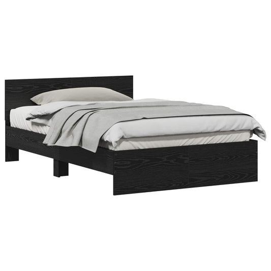 Bed Frame with Headboard Black Oak 193 x 125 x 70 cm