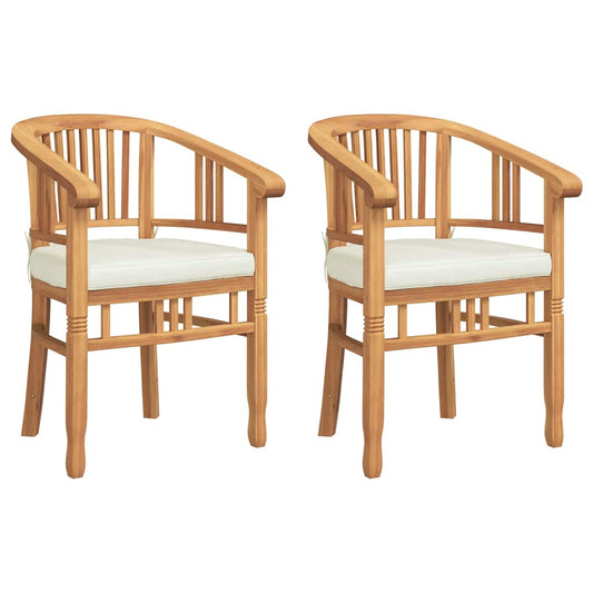 Chair 2 pcs Brown Solid Teak Wood