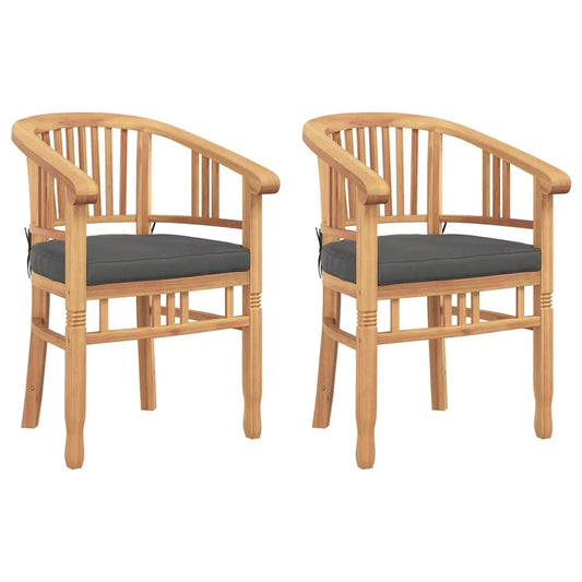 Chair 2 pcs Brown Solid Teak Wood