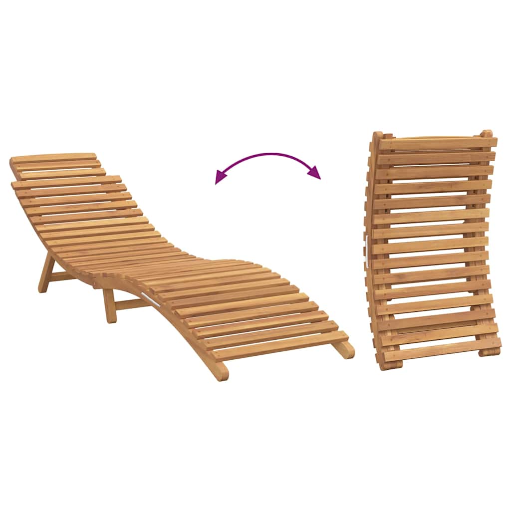 Sun Lounger Folding Brown 184 x 55 x 59 cm Solid Teak Wood