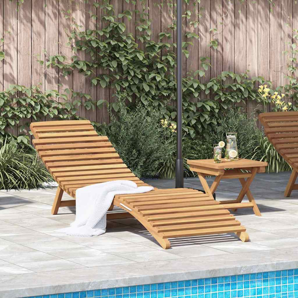 Sun Lounger 2 pcs Brown 198 x 55 x 58.5 cm Solid Teak Wood