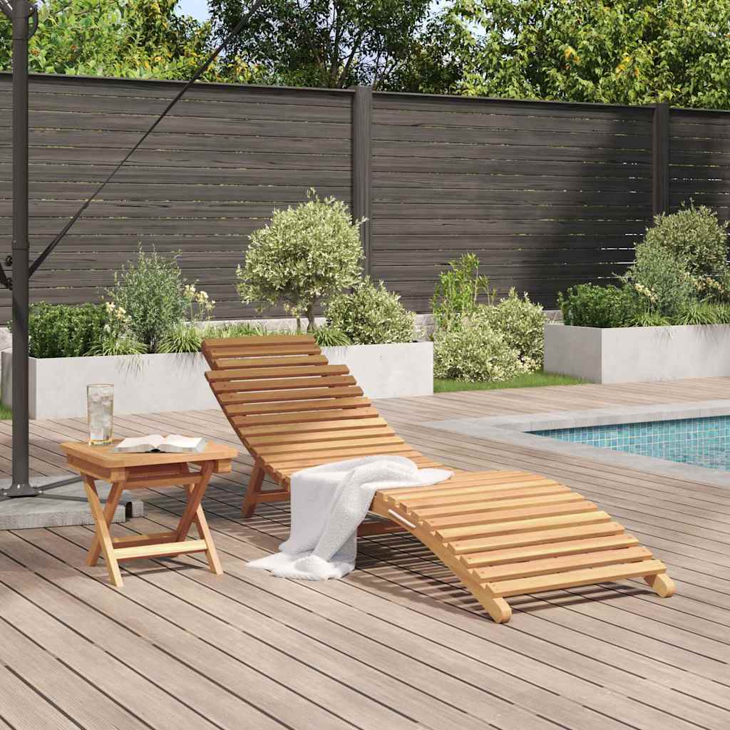 Sun Lounger 2 pcs Brown 198 x 55 x 58.5 cm Solid Teak Wood