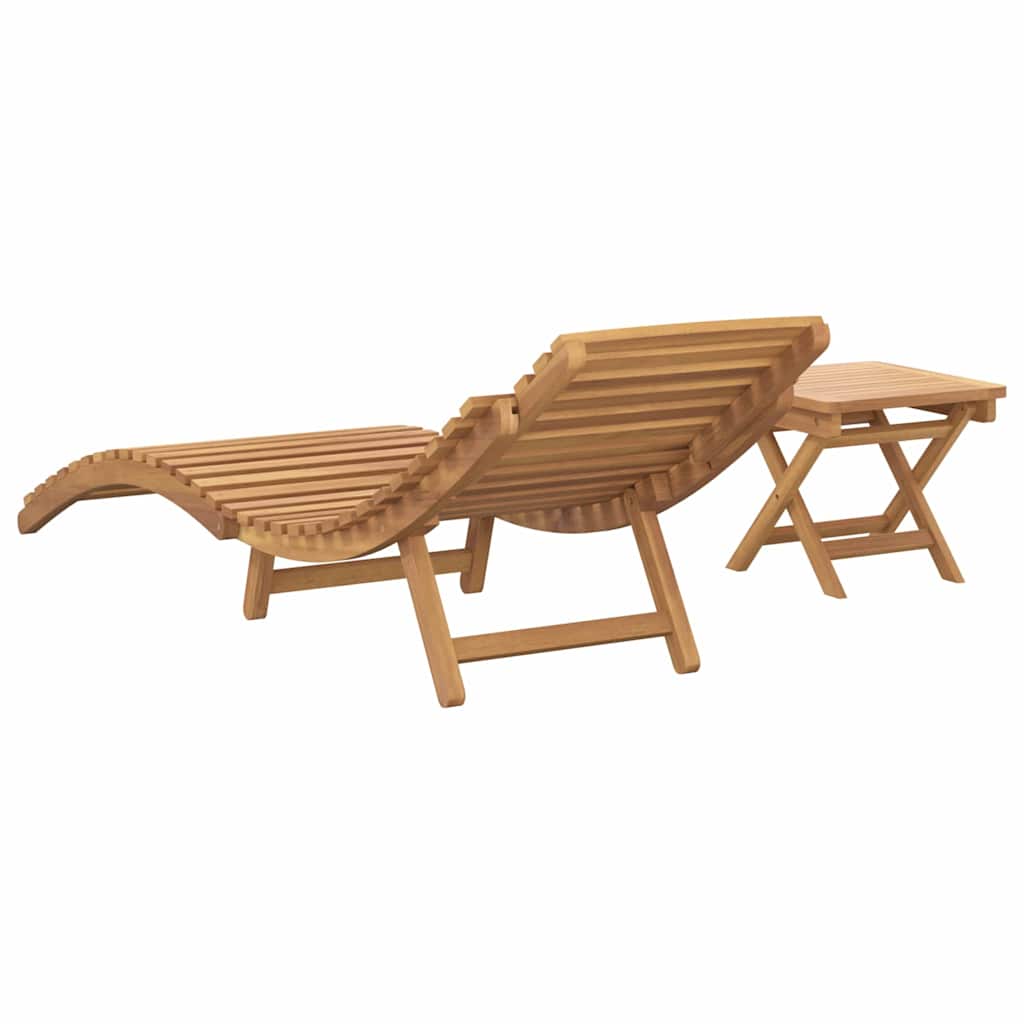 Sun Lounger 2 pcs Brown 198 x 55 x 58.5 cm Solid Teak Wood