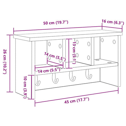 Wall-Mounted Coat Rack White 50 x 16 x 26 cm Engineered wood