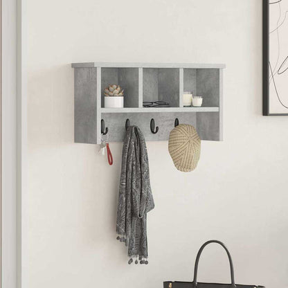 Wall-Mounted Coat Rack with Shelf Concrete Grey 50 x 16 x 26 cm