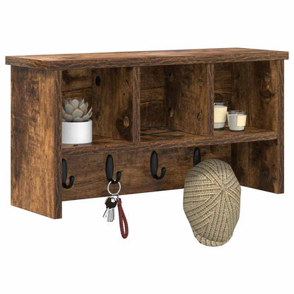 Wall-Mounted Coat Rack with Shelf Smoked Oak 50 x 16 x 26 cm