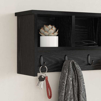 Wall-Mounted Coat Rack with Shelf Black Oak 75 x 16 x 26 cm
