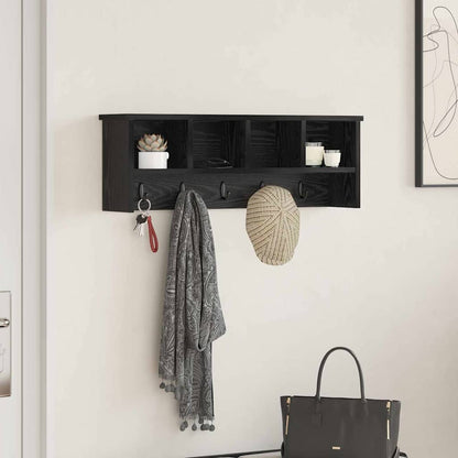 Wall-Mounted Coat Rack with Shelf Black Oak 75 x 16 x 26 cm