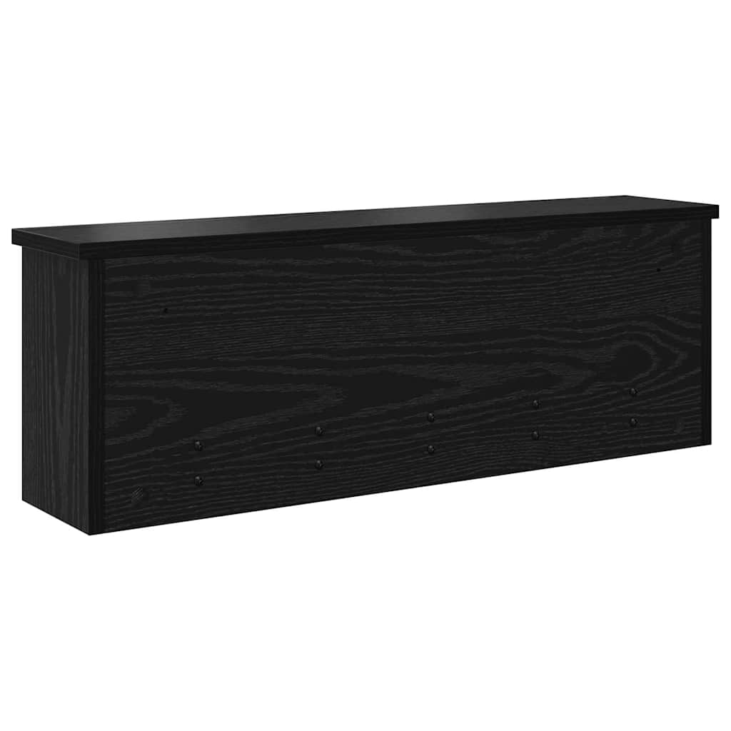 Wall-Mounted Coat Rack with Shelf Black Oak 75 x 16 x 26 cm