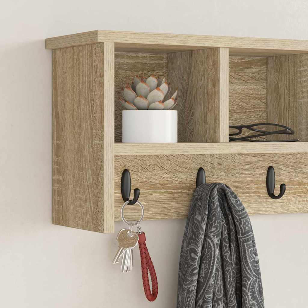 Wall-Mounted Coat Rack with Shelf Sonoma Oak 75 x 16 x 26 cm
