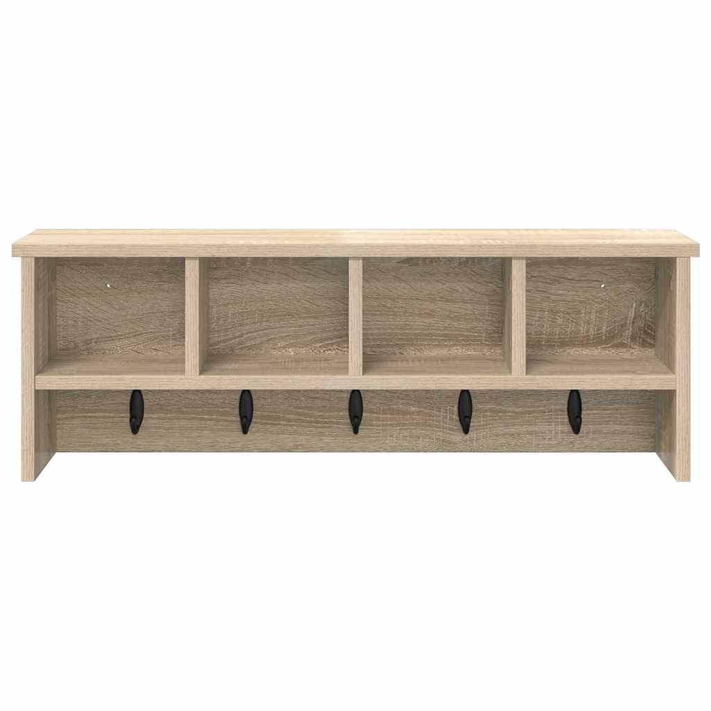 Wall-Mounted Coat Rack with Shelf Sonoma Oak 75 x 16 x 26 cm