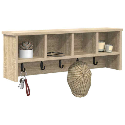 Wall-Mounted Coat Rack with Shelf Sonoma Oak 75 x 16 x 26 cm