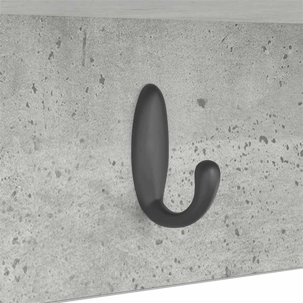 Wall-Mounted Coat Rack with Shelf Concrete Grey 75 x 16 x 26 cm