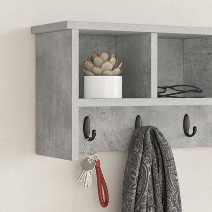 Wall-Mounted Coat Rack with Shelf Concrete Grey 75 x 16 x 26 cm