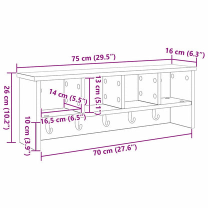 Wall-Mounted Coat Rack Wall-Mounted Artisan Oak 75 x 16 x 26 cm