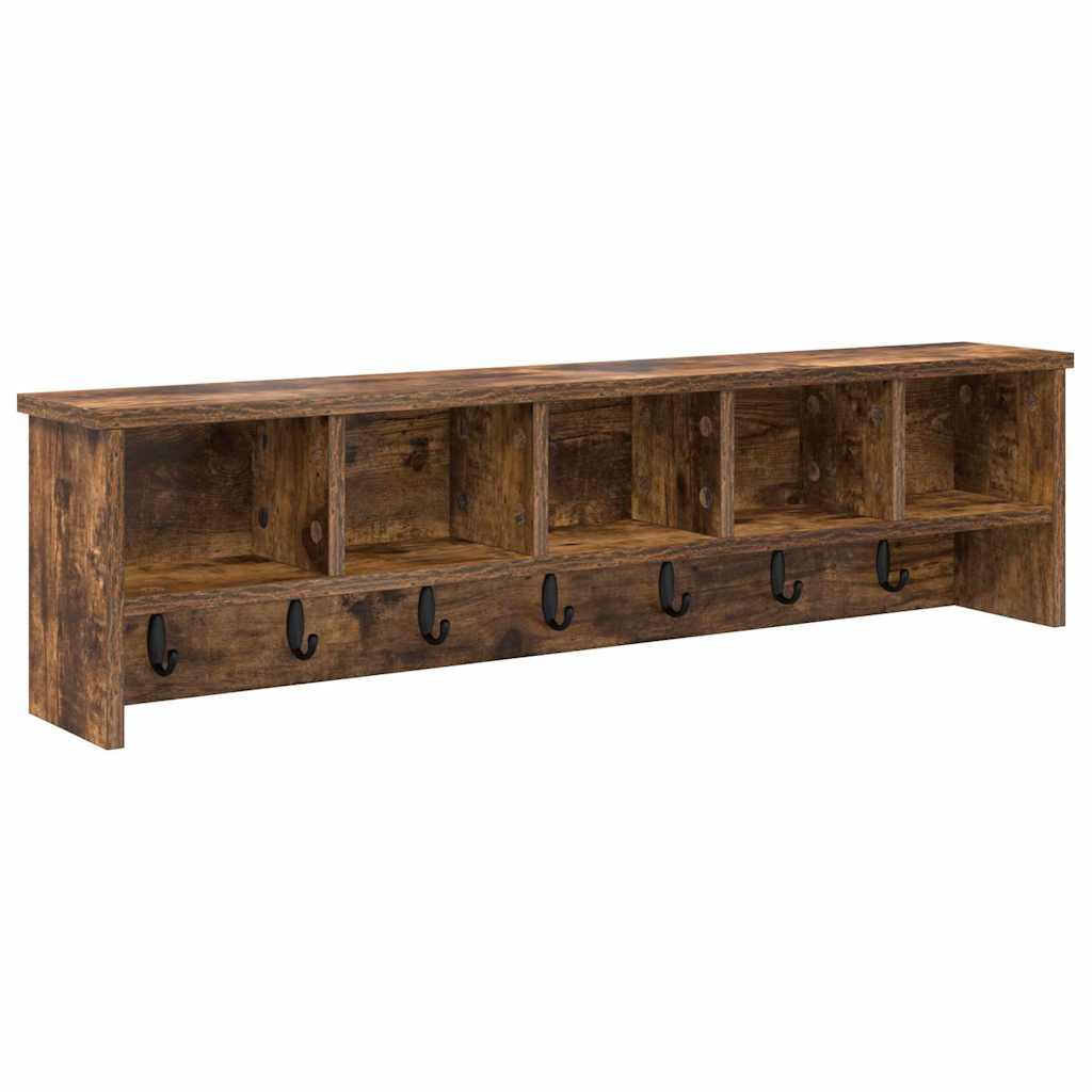 Wall-Mounted Coat Rack with Shelf Smoked Oak 100 x 16 x 26 cm