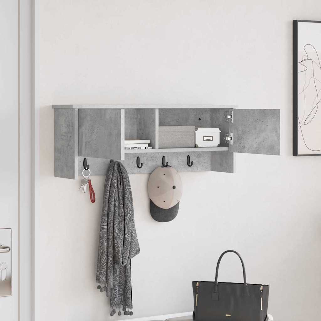 Wall-Mounted Coat Rack with Shelf Concrete Grey 80 x 20 x 30 cm