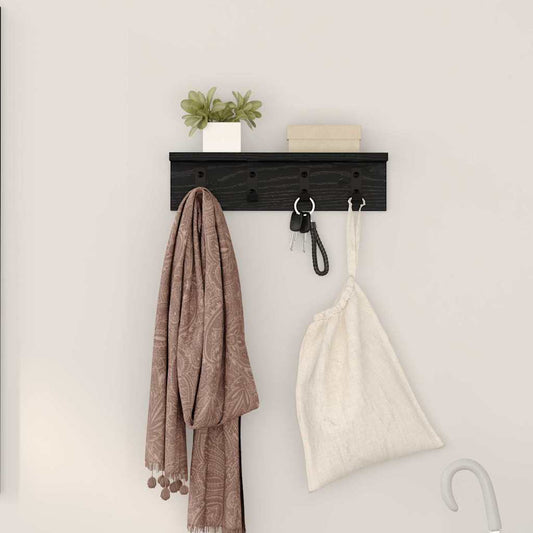 Wall-Mounted Coat Rack Wall-Mounted Black Oak Engineered wood