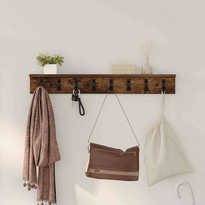 Wall-Mounted Coat Rack Smoked Oak 80 x 10.5 x 10.5 cm