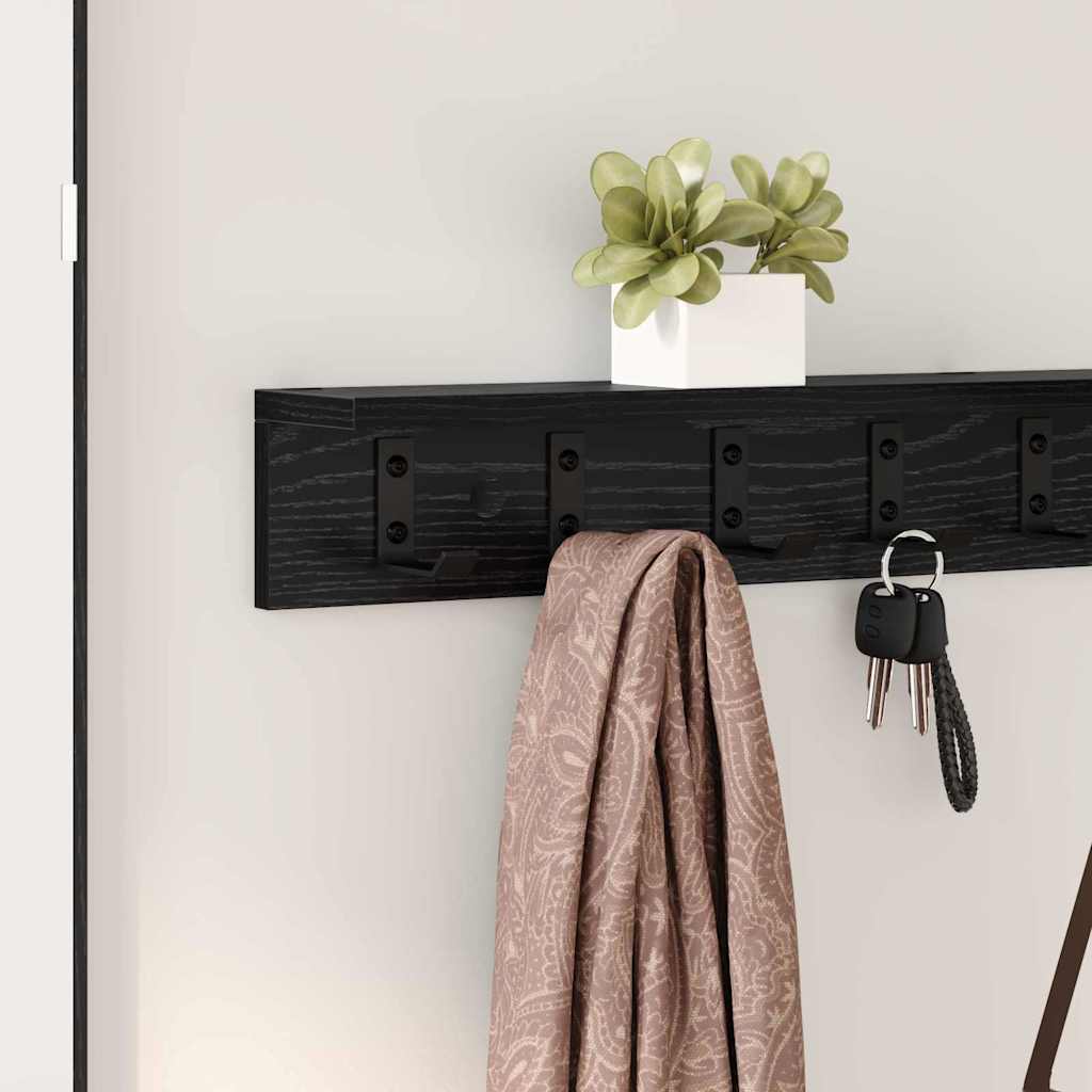 Wall-Mounted Coat Rack Black Oak 100 x 10.5 x 10.5 cm