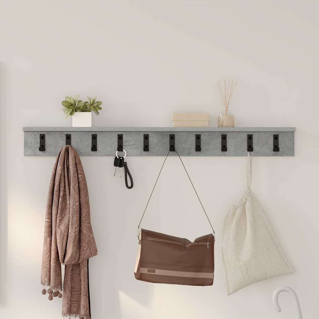Wall-Mounted Coat Rack Concrete Grey 100 x 10.5 x 10.5 cm