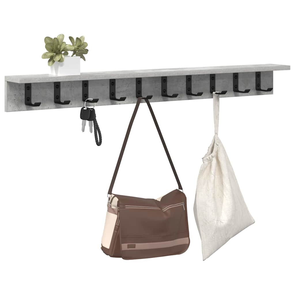 Wall-Mounted Coat Rack Concrete Grey 100 x 10.5 x 10.5 cm