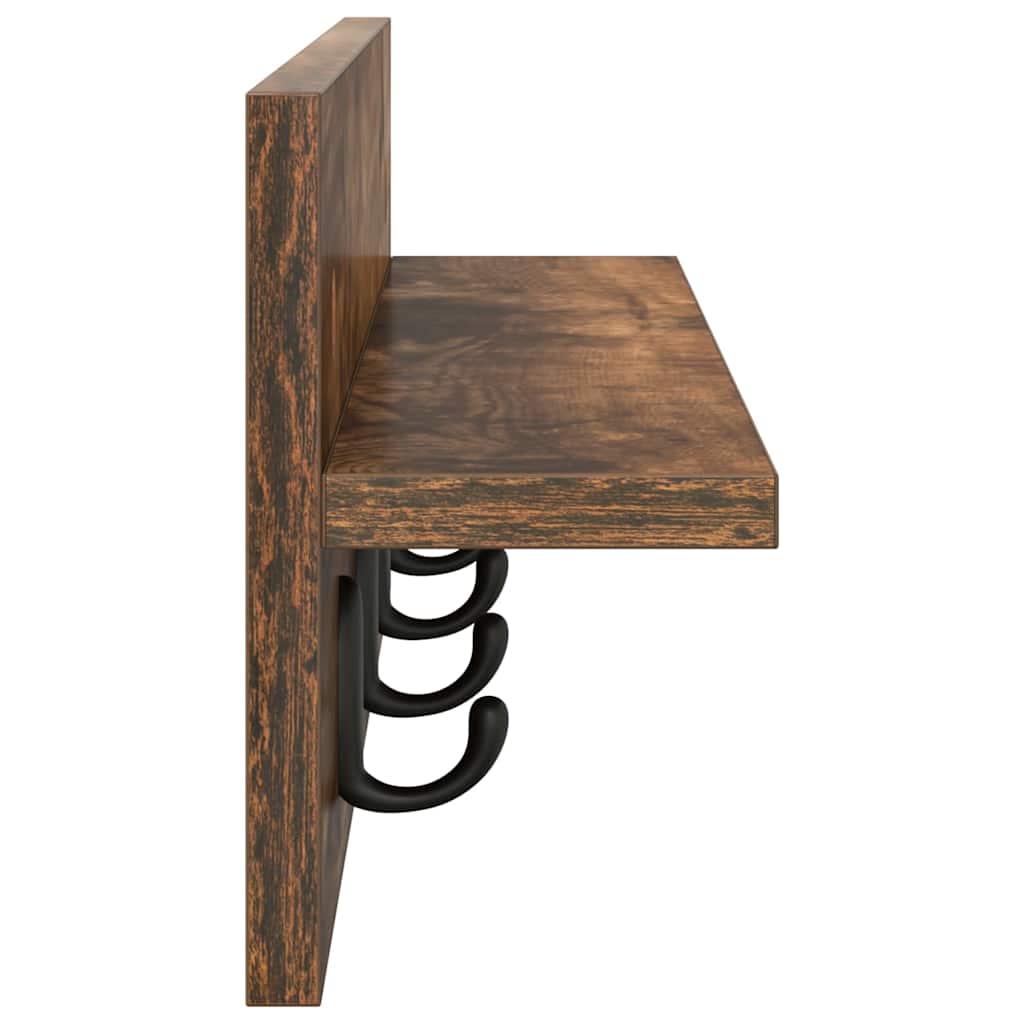 Wall-Mounted Coat Rack Smoked Oak 60 x 10.5 x 18 cm
