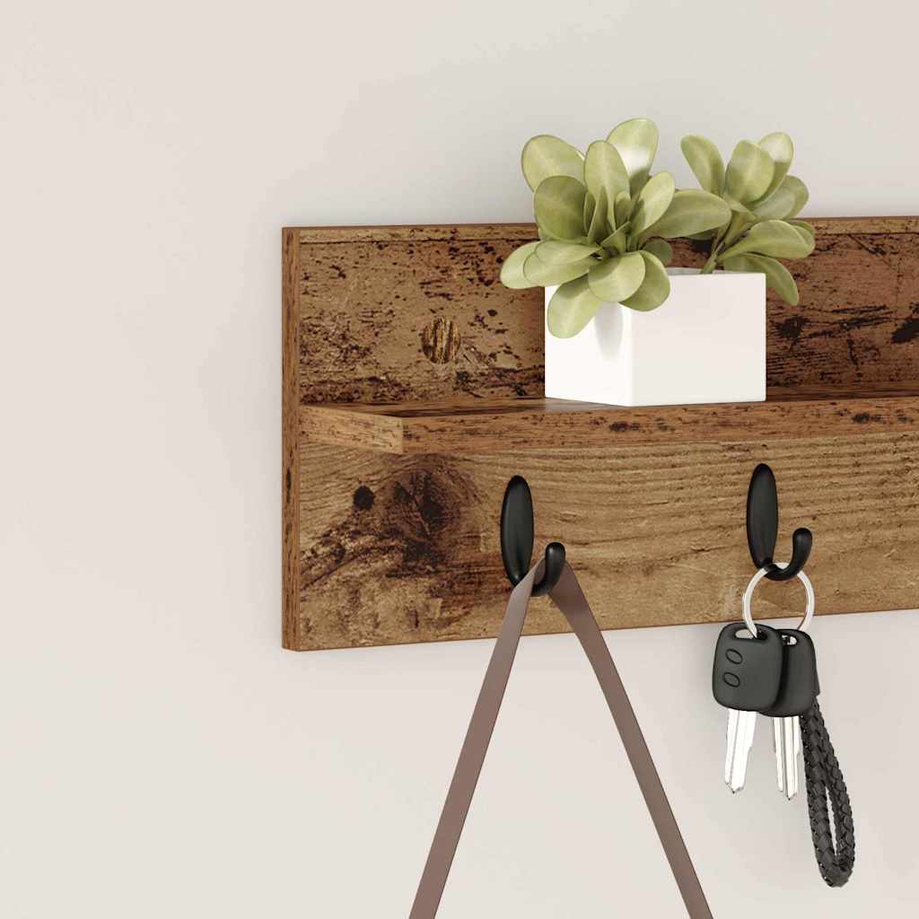 Wall-Mounted Coat Rack Wall-mounted Old Wood 60 x 10.5 x 18 cm