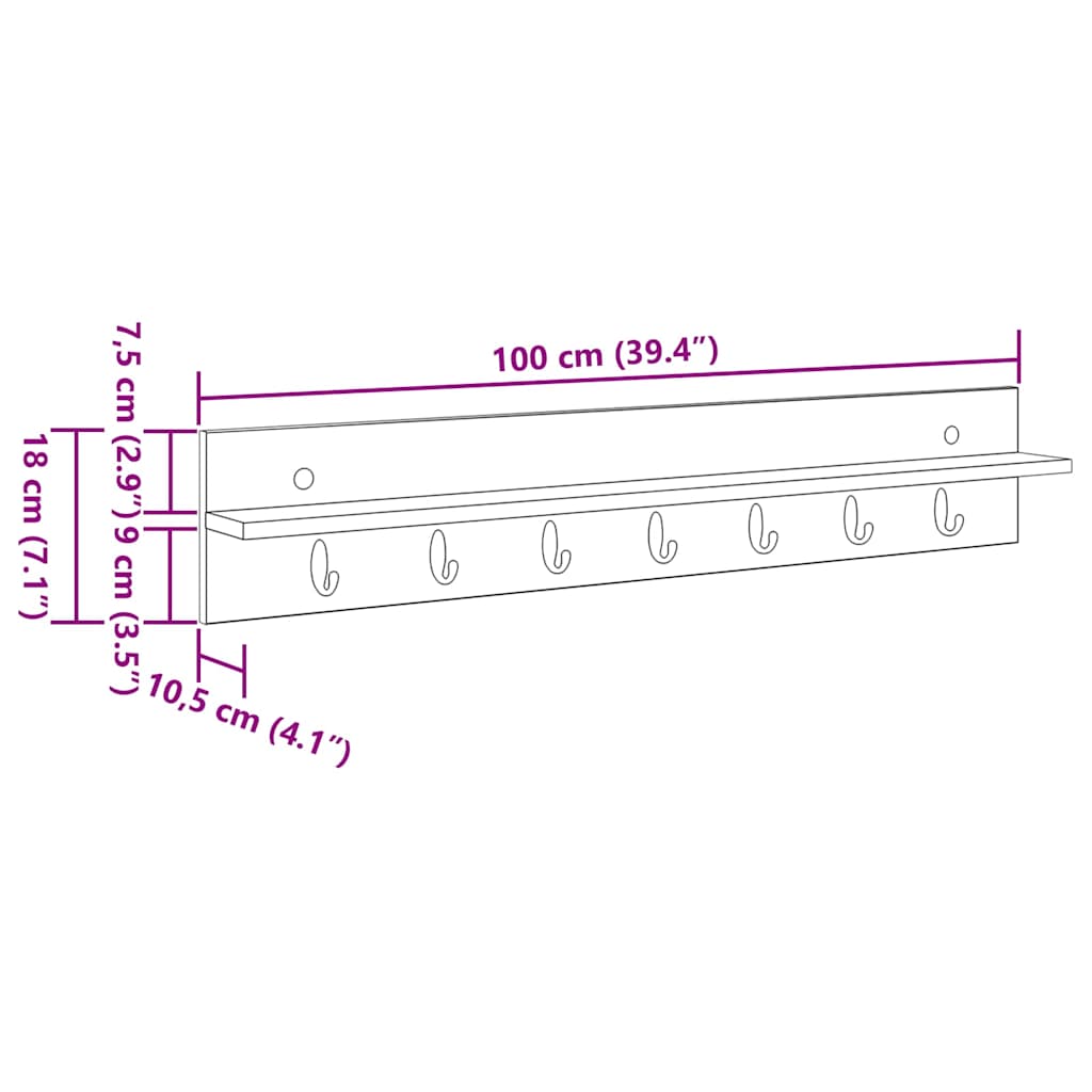 Wall-Mounted Coat Rack Wall-Mounted Artisan Oak Engineered wood